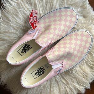 vans slip on checkerboard in light pink